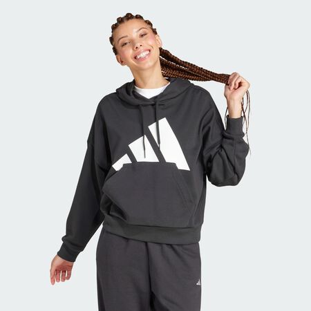 Sweat-shirt à capuche ample French terry gros logo Essentials : Black / White