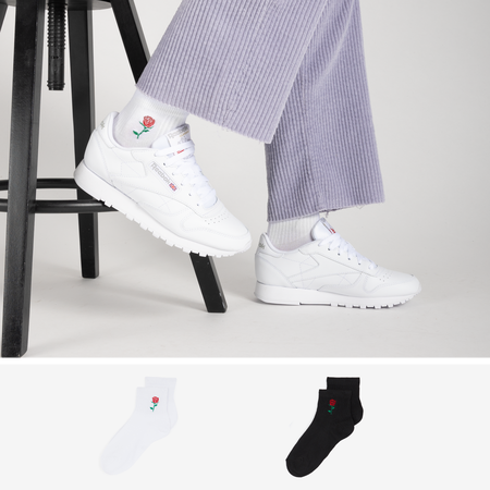 COURIR PACK QUARTER BRODERIE ROSE X2 BLANC/NOIR UNISEX