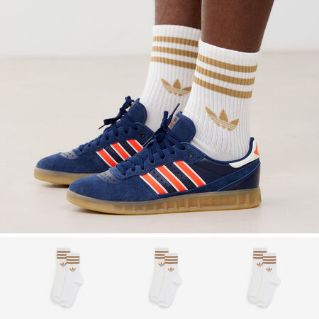 CHAUSSETTES X3 CREW 3 STRIPES : BLANC/MARRON