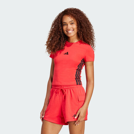 ADIDAS SPORTSWEAR T-shirt slim 3 bandes Essentials Bébés Pure Ruby / Black FEMME