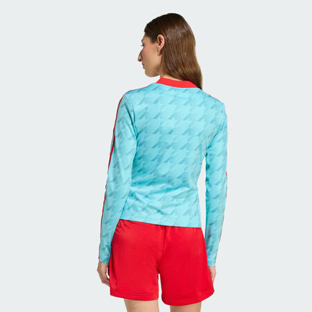 ADIDAS ORIGINALS Maillot bodycon à manches longues avec imprimé intégral inspiré du football Blue Glow FEMME