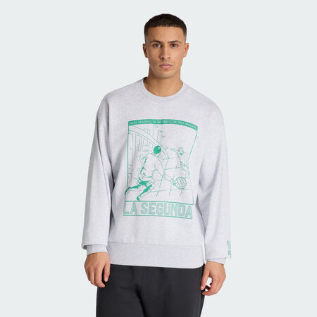 ADIDAS PERFORMANCE Real Madrid Heritage Crew Sweat Light Grey Heather MEN