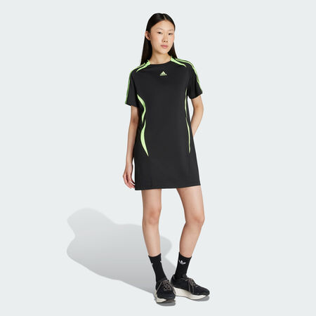 ADIDAS ORIGINALS Teamgeist Adicolor Tee Dress Black / Signal Green WOMEN