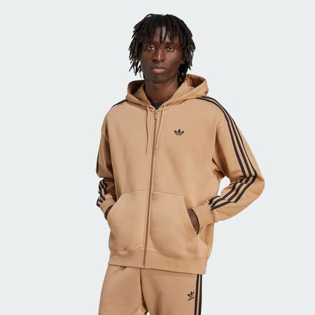 ADIDAS ORIGINALS adidas Adicolor Oversize Full-Zip Hoodie Beige / Black MEN