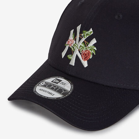 NEW ERA 9FORTY NY FLOWER EMBROIDERY LOGO BLACK/WHITE MEN