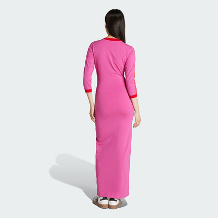 ADIDAS ORIGINALS Adicolor Classics 3-Stripes Maxi Dress Semi Lucid Fuchsia / Better Scarlet WOMEN