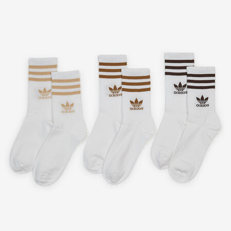ADIDAS ORIGINALS CHAUSSETTES X3 CREW 3 STRIPES BLANC/BEIGE MIXTE