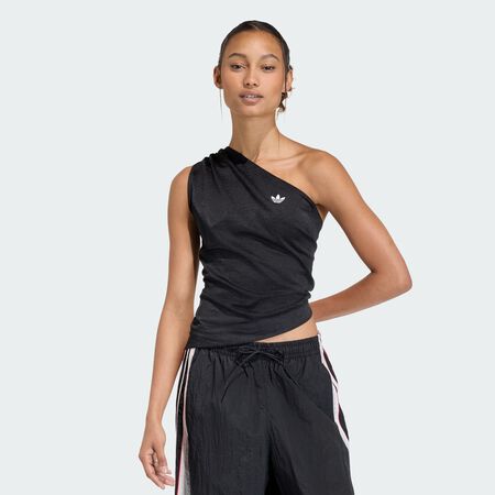 ADIDAS ORIGINALS ROUCHED ONE SHOULDER TOP Black WOMEN