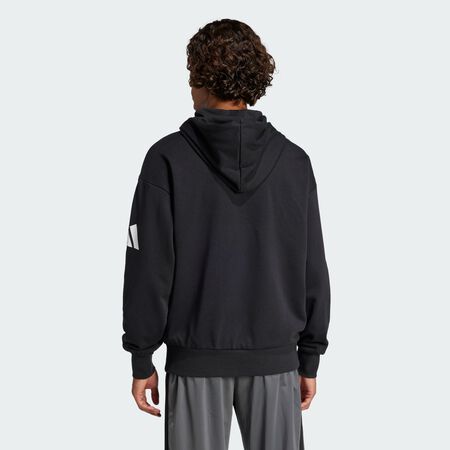 ADIDAS ORIGINALS Essentials Loose-Fit 3 Bar Logo French Terry Hoodie Black / White MEN