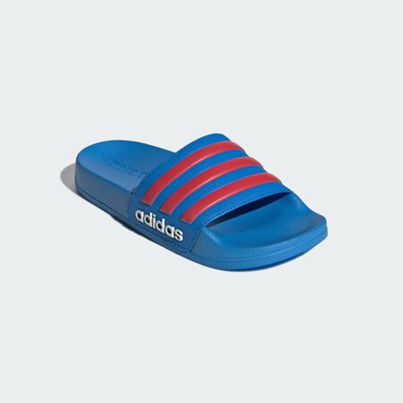 ADIDAS SPORTSWEAR ADILETTE SHOWER SLIDES Lucid Ray Blue / Semi Lucid Red / Off White TODDLERS