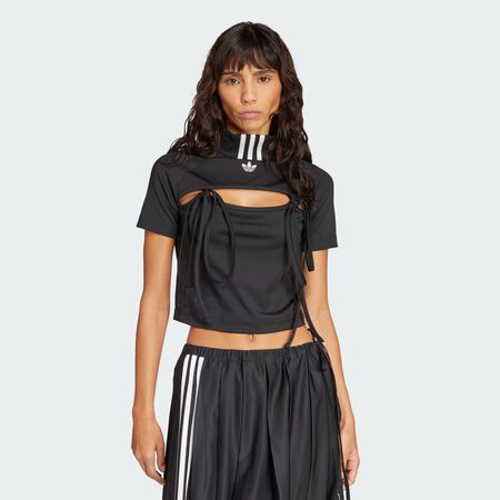 ADIDAS ORIGINALS Crop top ajouré à rubans Black FEMME
