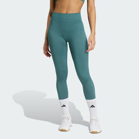 ADIDAS PERFORMANCE Workout Essentials Full-Length Knit Leggings Preloved Teal WOMEN