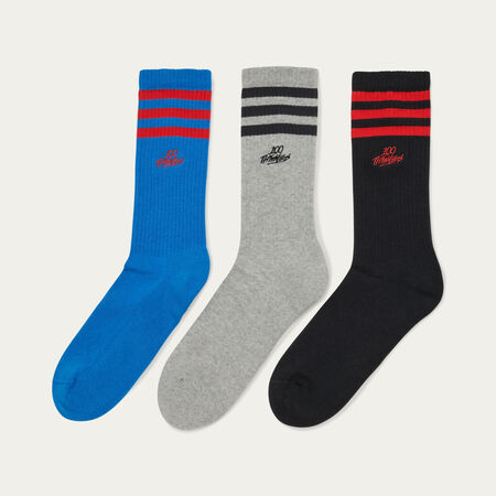 ADIDAS ORIGINALS Chaussettes 100 Thieves Black / Medium Grey Heather / Blue Bird MIXTE