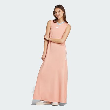 ADIDAS ORIGINALS Tiro Cut 3-Stripes Soft Mesh Long Dress Ambient Blush / White WOMEN