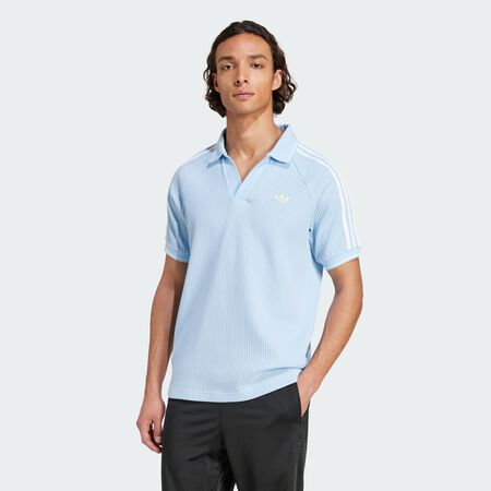 ADIDAS ORIGINALS Polo maille gaufrée adidas Originals Clear Sky / Almost Yellow / White HOMME