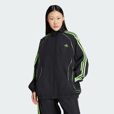 ADIDAS ORIGINALS Veste de survêtement toile oversize Teamgeist Adicolor Black / Signal Green FEMME