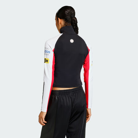 ADIDAS ORIGINALS TOP AJUSTÉ TEAMGEIST ZIP SUR TOUTE LA LONGUEUR Black / White FEMME