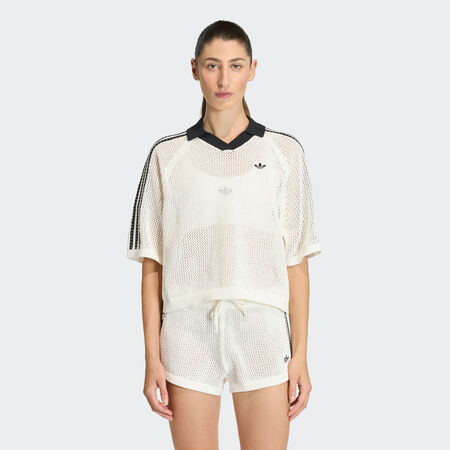 ADIDAS ORIGINALS POLO EN MAILLE AU CROCHET Off White FEMME