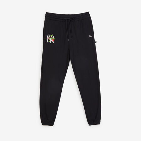 PANT JOGGER NY YANKEES FLORAL EMBRO LOGO : BLACK/WHITE
