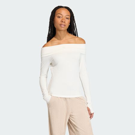 ADIDAS ORIGINALS OFF-SHOULDER LONG SLEEVE Top Cloud White WOMEN