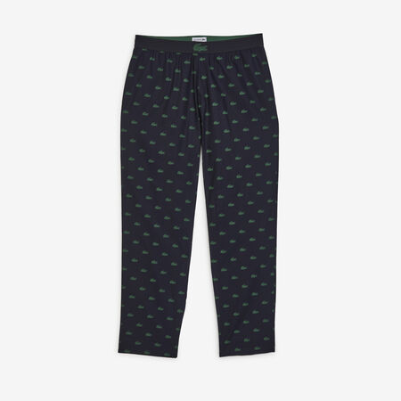 LACOSTE PANTALON LOGO AOP MARINE/VERT HOMME