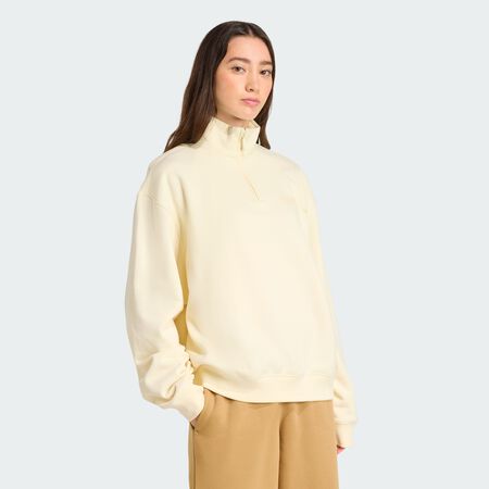 ADIDAS ORIGINALS Veste oversize quart de zip linéaire Essentials Cream White FEMME