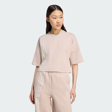 ADIDAS ORIGINALS T-shirt asymétrique à 3 bandes Wonder Taupe FEMME