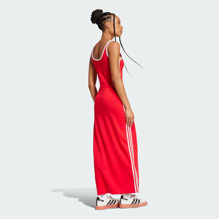ADIDAS ORIGINALS Adicolor 3-Stripes Tank Maxi Dress Better Scarlet / White WOMEN