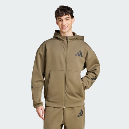 Nouvelle veste de survêtement à capuche entièrement zippée Z.N.E. : Olive Strata