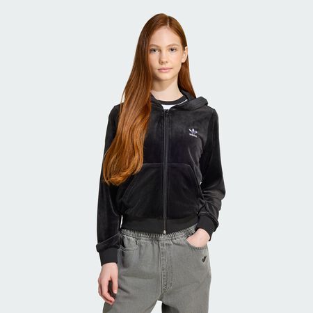ADIDAS ORIGINALS Sweat-shirt à capuche zippé velours Black / White JUNIOR