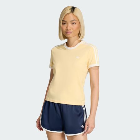 ADIDAS ORIGINALS T-SHIRT SLIM 3 BANDES Orange Tint / Off White FEMME