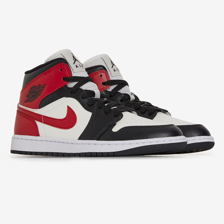 JORDAN air jordan 1 AIR JORDAN 1 MID BLACK TOE WHITE/RED WOMEN