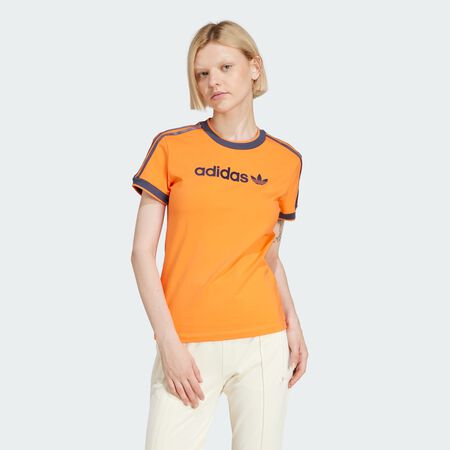 ADIDAS ORIGINALS T-shirt 3 bandes et logo Linear Semi Solar Orange FEMME