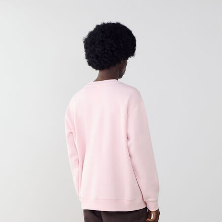 NEW BALANCE SWEAT CREW ESSENTIALS SMALL LOGO ROSE/BLANC HOMME