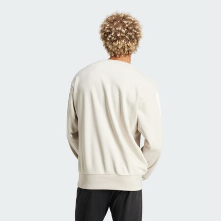 ADIDAS SPORTSWEAR Sweat-shirt French terry 3 bandes Essentials Beige / White HOMME