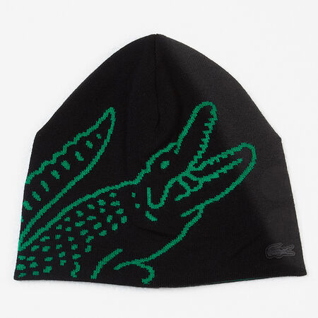 LACOSTE BEANIE LOGO REVERSIBLE BLACK/GREEN MEN