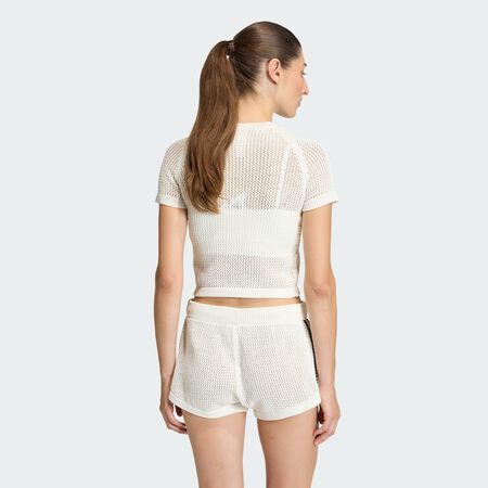 ADIDAS ORIGINALS T-SHIRT KNITTED CROCHET CALI Off White FEMME