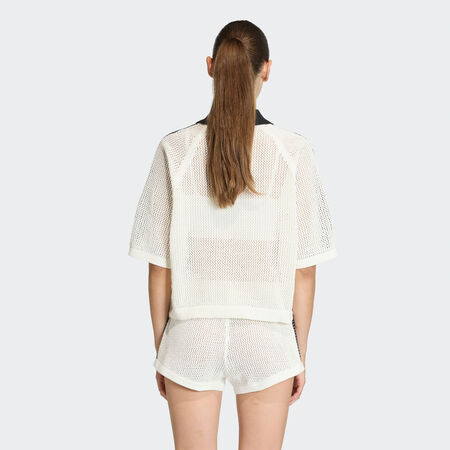 ADIDAS ORIGINALS POLO EN MAILLE AU CROCHET Off White FEMME