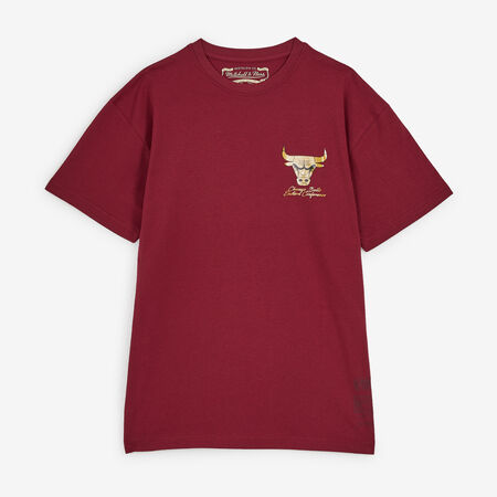 MITCHELL & NESS BULLS SHINY EMB LOGO T-SHIRT RED/GOLD MEN