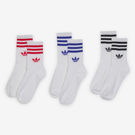 ADIDAS ORIGINALS CHAUSSETTES X3 CREW 3 STRIPES WHITE/RED UNISEX