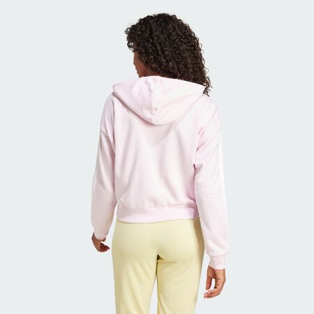 ADIDAS SPORTSWEAR Veste à capuche entièrement zippée French terry 3 bandes Essentials Clear Pink / White FEMME