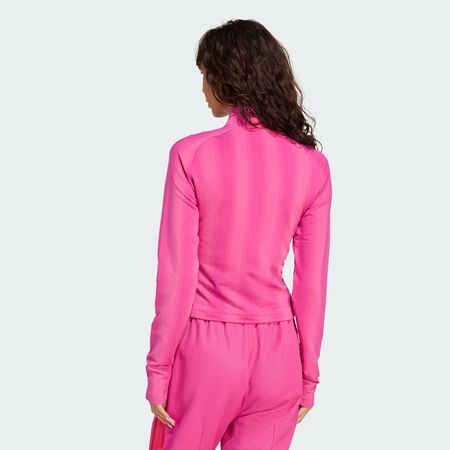 ADIDAS ORIGINALS Haut manches longues de football graphique demi-zip Semi Lucid Fuchsia FEMME