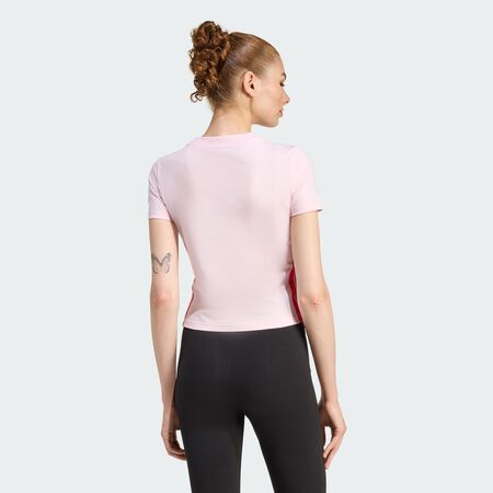 ADIDAS SPORTSWEAR Essentials 3-Stripes Slim Baby Tee Clear Pink / Pure Ruby WOMEN