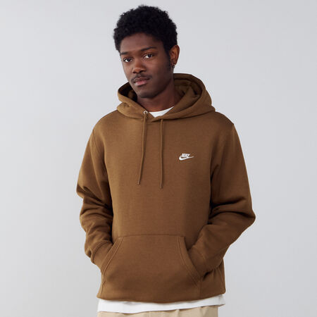 NIKE HOODIE CLUB SMALL LOGO BROWN/WHITE MEN