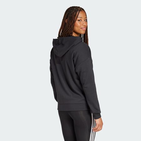 ADIDAS SPORTSWEAR Veste à capuche entièrement zippée French terry Essentials Linear (Grandes tailles) Black / White FEMME