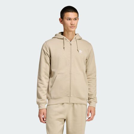 ADIDAS ORIGINALS Trefoil Essentials Full-Zip Hoodie Stone Khaki MEN