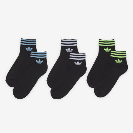 ADIDAS ORIGINALS CHAUSSETTES X3 ANKLE HALF-CUSHIONED NOIR/BLEU MIXTE