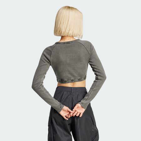 ADIDAS ORIGINALS Crop top manches longues bords-côtes Black FEMME