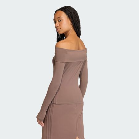 ADIDAS ORIGINALS OFF-SHOULDER LONG SLEEVE Top Earth Strata WOMEN