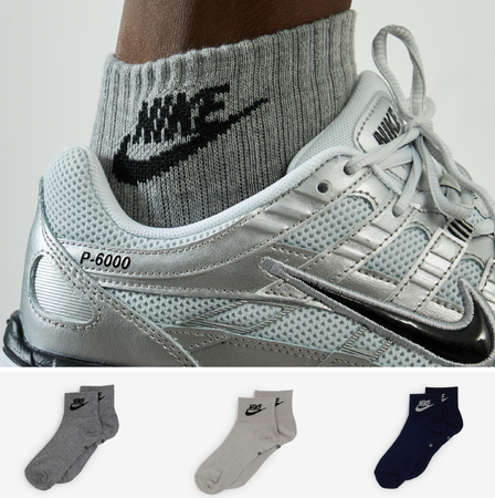NIKE QUARTER COLOURED NSW LOGO SOCKS X3 BEIGE/NOIR UNISEX